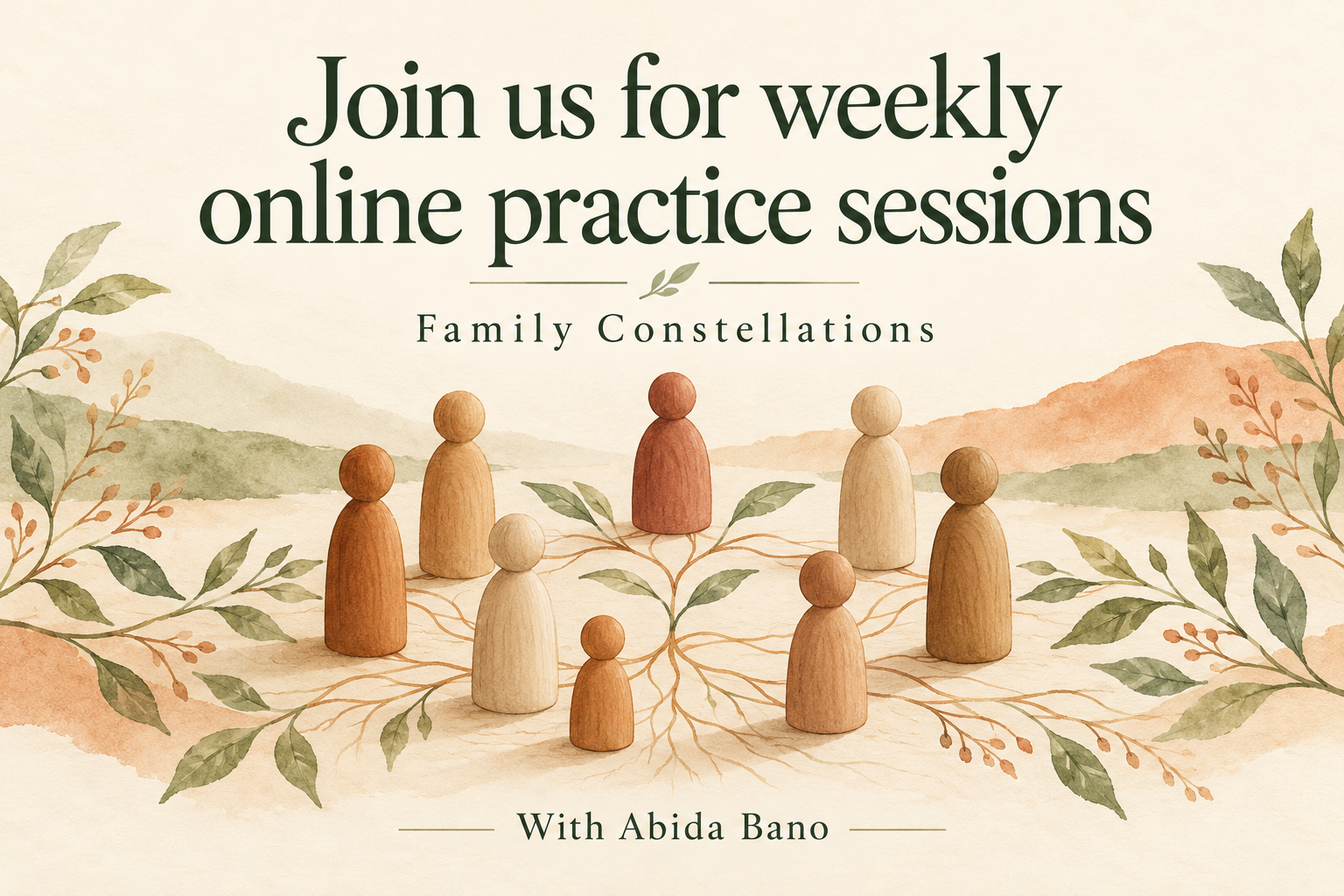 Join weekly online Family Constellations practice sessions with Abida Bano